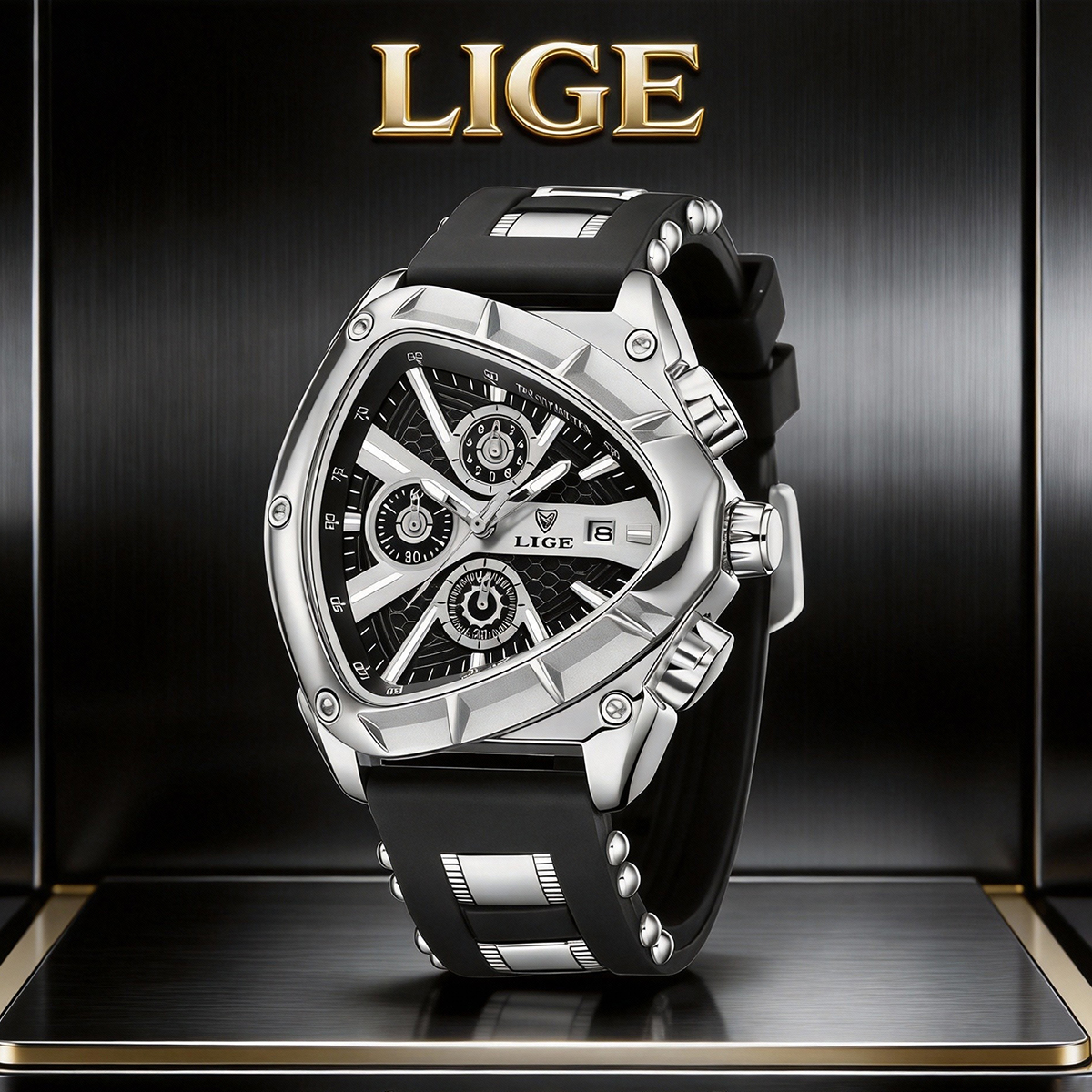 Watch Triangle Luxury - LIGE Fashion Men Watch Triangle Chronograph