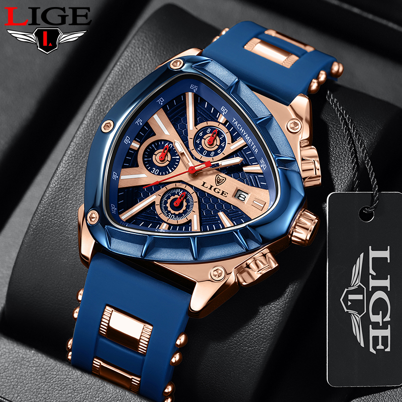 Watch Triangle Luxury - LIGE Fashion Men Watch Triangle Chronograph