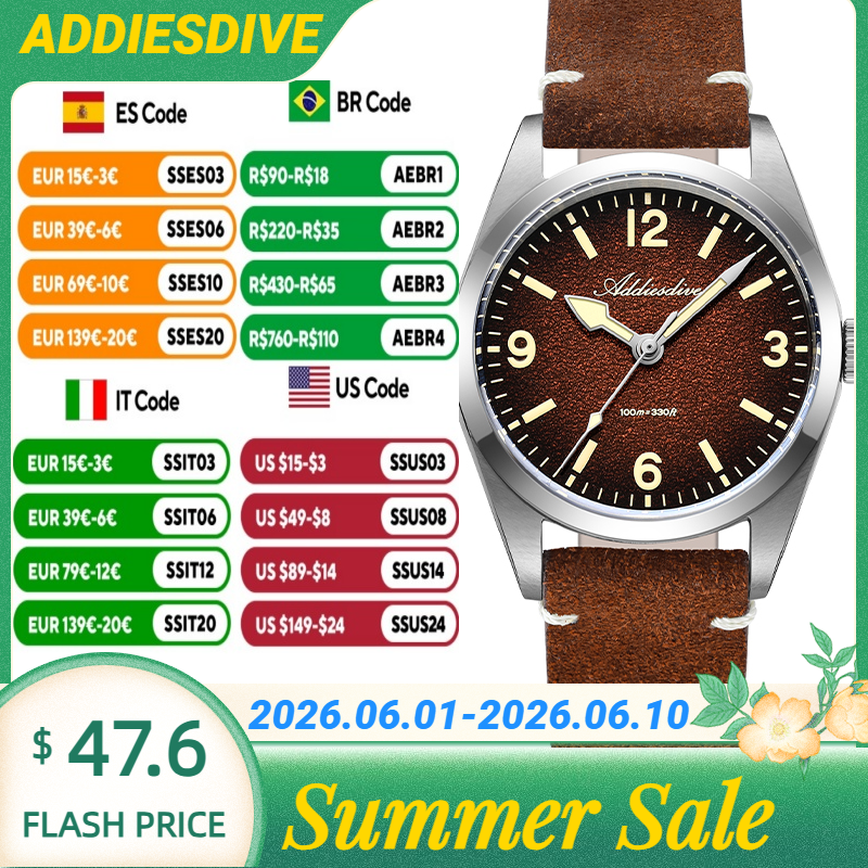 Luxury Watch Japanese - ADDIESDIVE Japan 2035 Super Luminous Leather