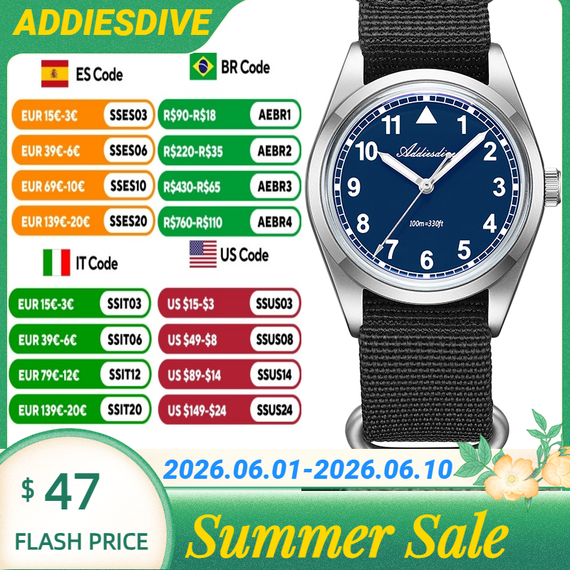 Luxury Watch Japanese - ADDIESDIVE 10Bar Waterproof 316L Stainless Steel