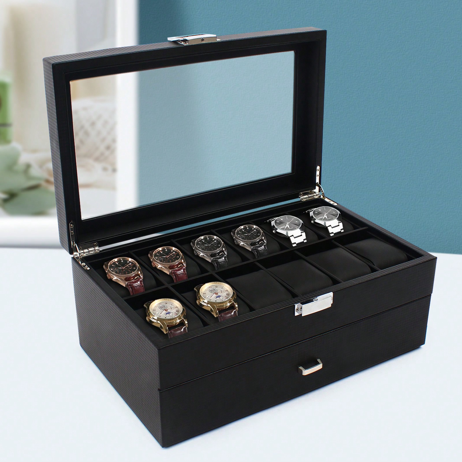 24 Slot Men Watch Display Case - Luxury Watch Organizer recension och pris