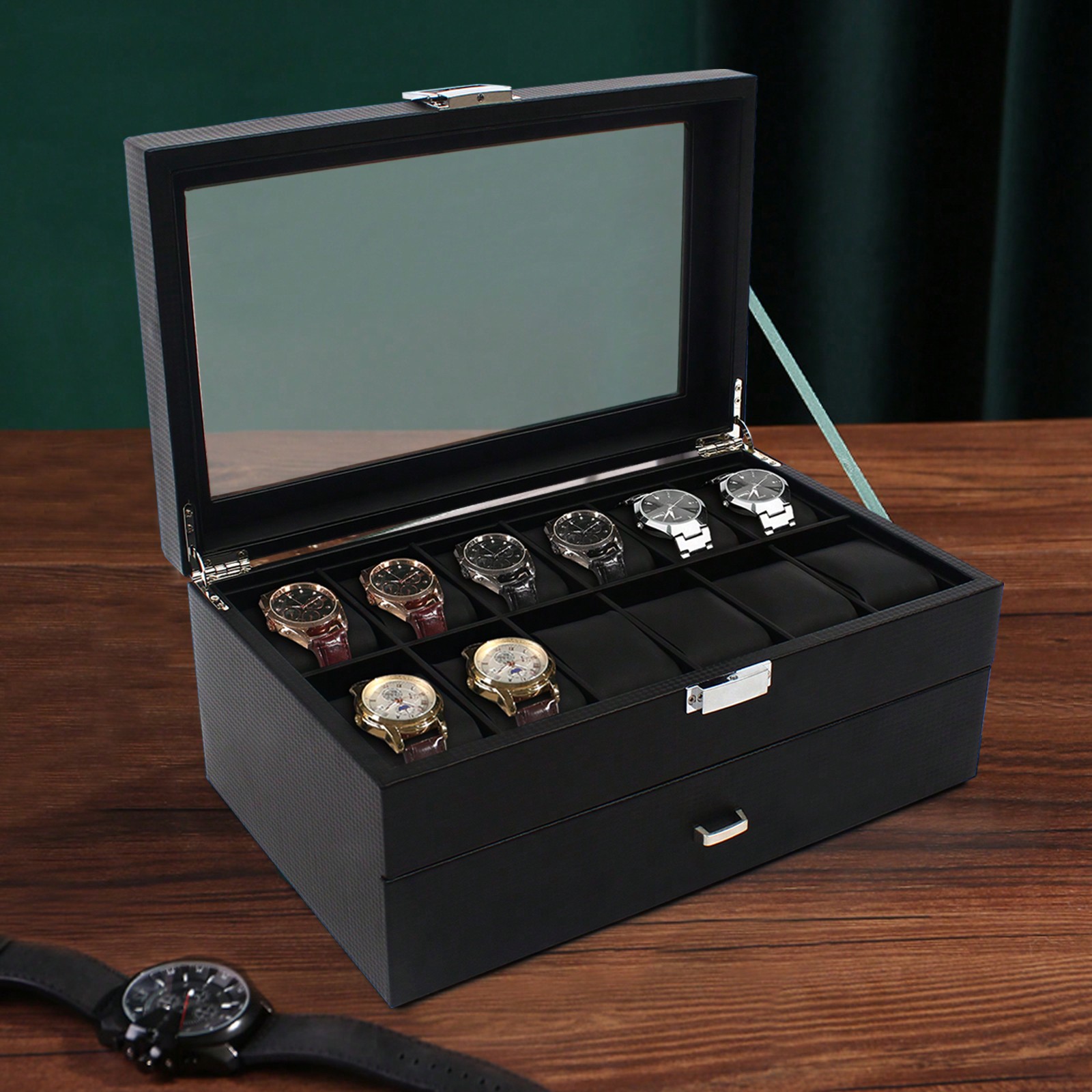24 Slot Men Watch Display Case - Luxury Watch Organizer recension och pris