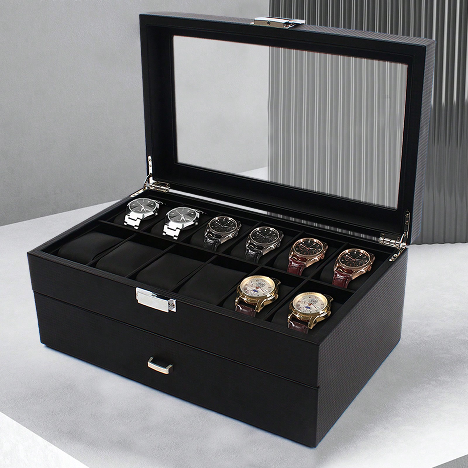 24 Slot Men Watch Display Case - Luxury Watch Organizer recension och pris