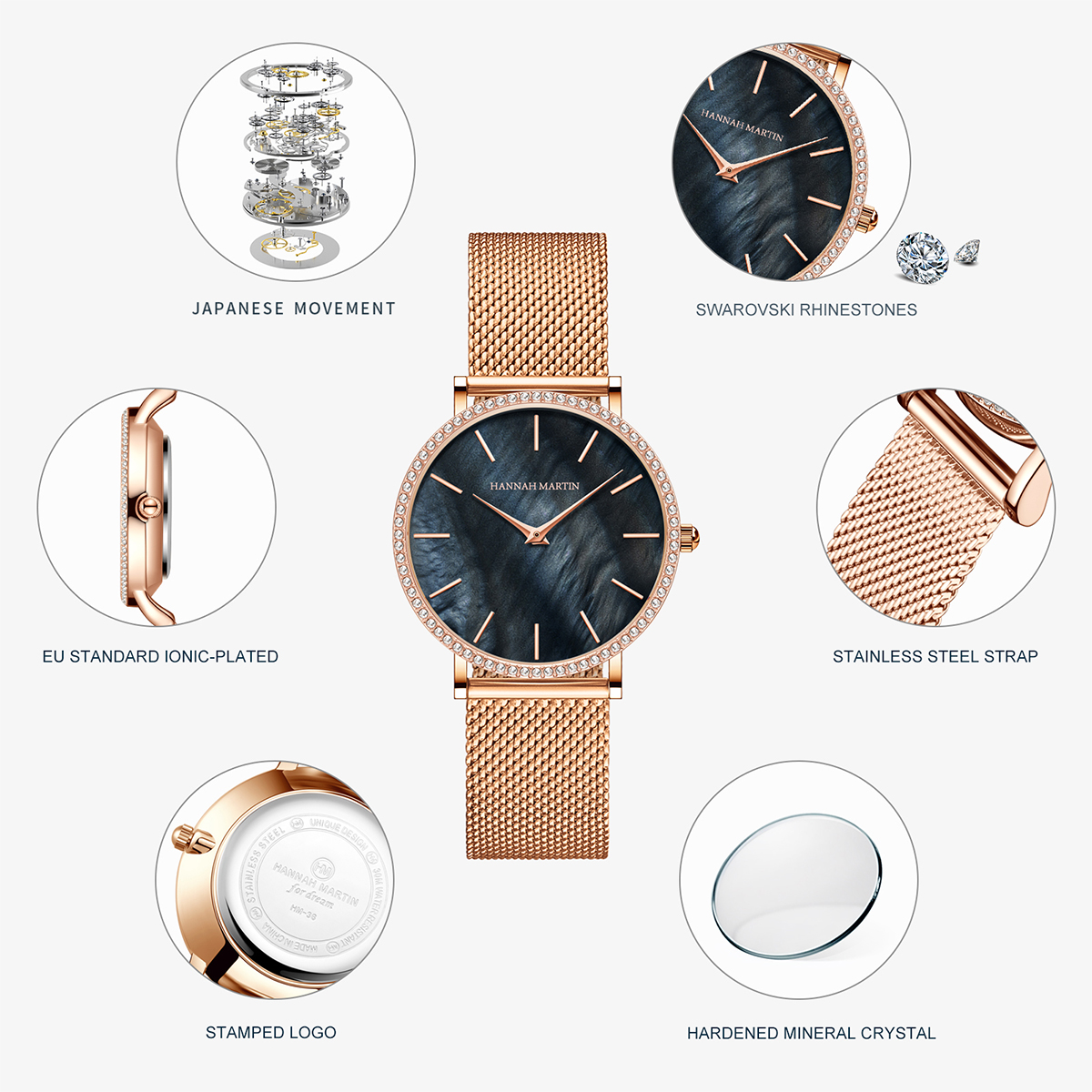 Hannah Martin Luxury Water Dia - Luxury Watch Japanese recension och pris