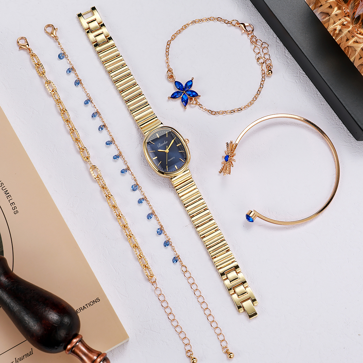 Women's Blue Gold Diamond Quar - Luxury Watch Entry recension och pris